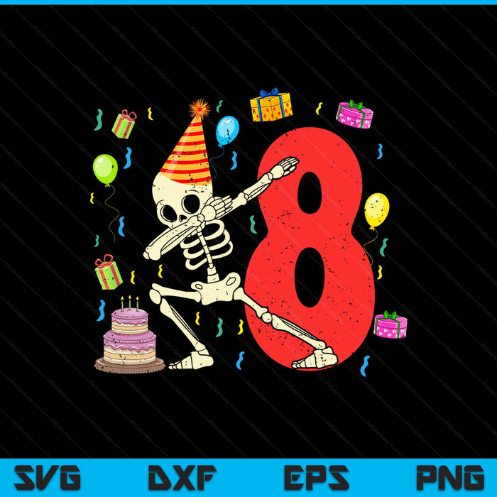 My 8th Birthday Skeleton Halloween 8 Year Old SVG PNG Digital Printable Files