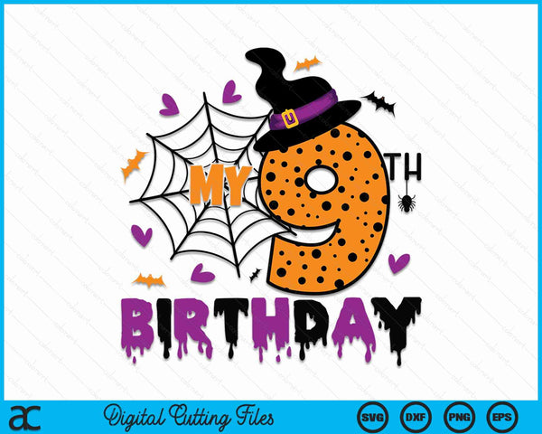 My 9th Birthday Halloween Party Spooky 9 Year Old SVG PNG Digital Cutting File