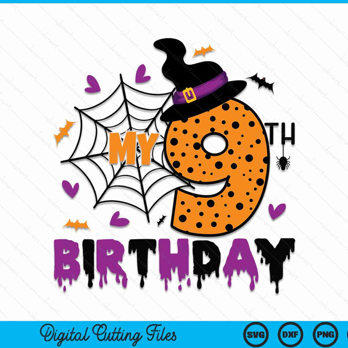 My 9th Birthday Halloween Party Spooky 9 Year Old SVG PNG Digital Cutting File