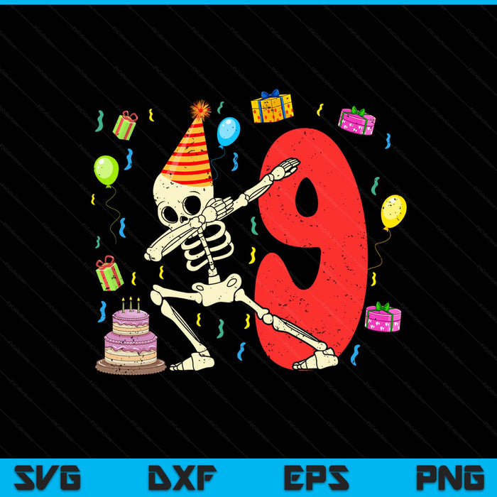 My 9th Birthday Skeleton Halloween 9 Year Old SVG PNG Digital Printable Files