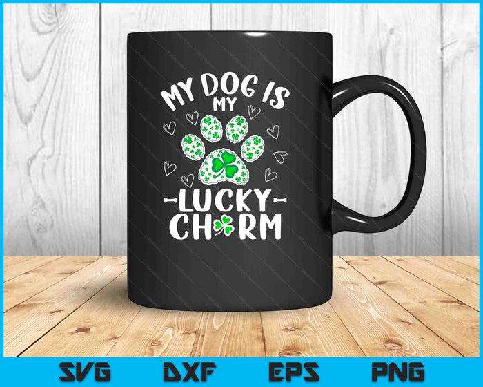 My Dog Is My Lucky Charm Shamrock Shirt St Patricks Day SVG PNG Digital Printable Files