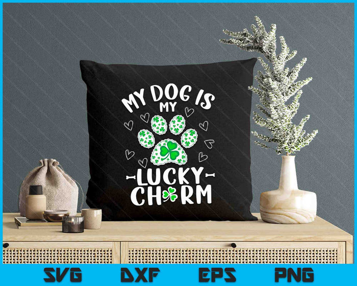 My Dog Is My Lucky Charm Shamrock Shirt St Patricks Day SVG PNG Digital Printable Files