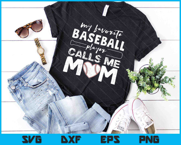 Mi jugador de béisbol favorito me llama mamá Día de la Madre SVG PNG Cortando archivos imprimibles