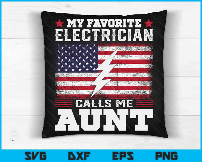 Mijn favoriete elektricien noemt me tante USA vlag SVG PNG digitale snijbestanden
