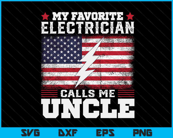 Mijn favoriete elektricien noemt me oom USA vlag SVG PNG digitale snijbestanden