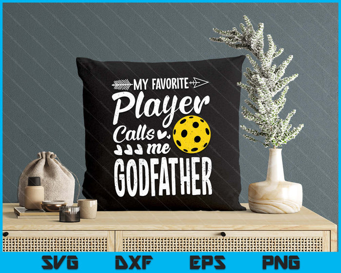 Mijn favoriete Pickleball-speler noemt me Godfather SVG PNG digitale snijbestanden 
