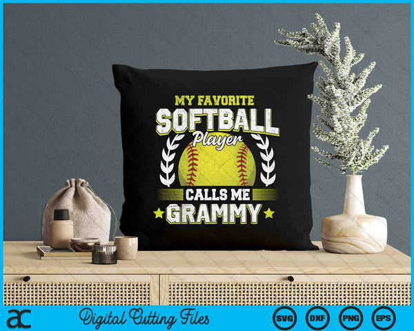 My Favorite Softball Player Calls Me Grammy Softball SVG PNG Digital Cutting File