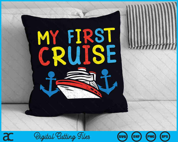 Mijn eerste cruiseschip anker cruisen vakantiereis Kids SVG PNG digitale snijbestanden