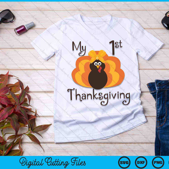 Mijn eerste Thanksgiving Baby Girl Thanksgiving SVG PNG digitale snijbestanden