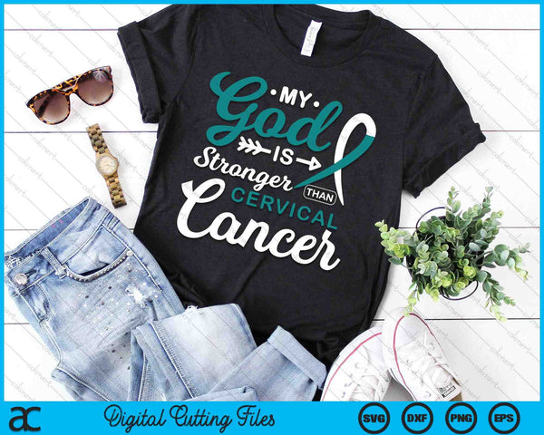 My God is Stronger Than Cervical Cancer Awareness Warrior SVG PNG Digital Printable Files