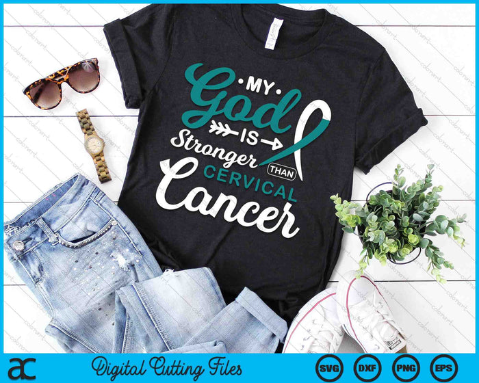 My God is Stronger Than Cervical Cancer Awareness Warrior SVG PNG Digital Printable Files