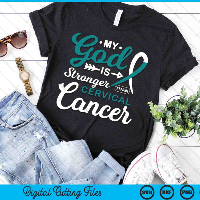 My God is Stronger Than Cervical Cancer Awareness Warrior SVG PNG Digital Printable Files