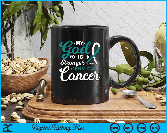 My God is Stronger Than Cervical Cancer Awareness Warrior SVG PNG Digital Printable Files