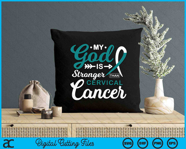 My God is Stronger Than Cervical Cancer Awareness Warrior SVG PNG Digital Printable Files