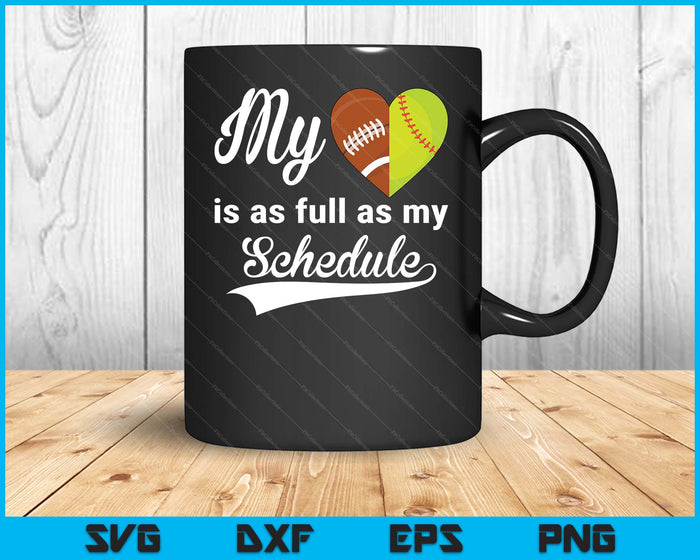 My Heart Is Full Football-Softball SVG PNG Digital Printable Files