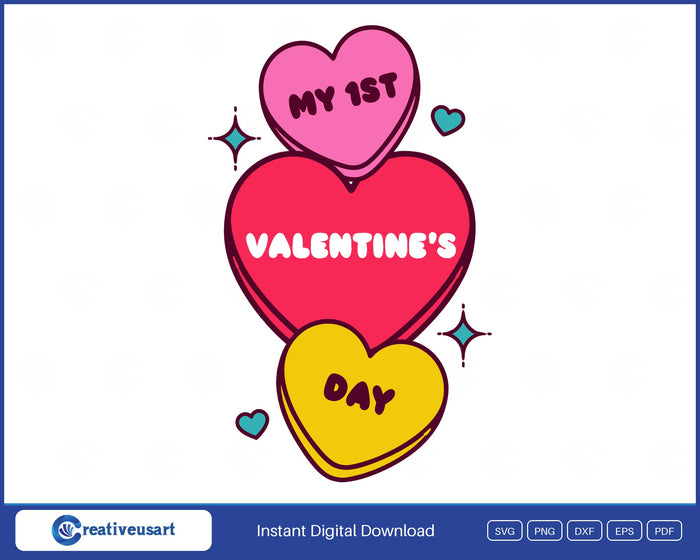 My First Valentines Day candy hearts SVG design