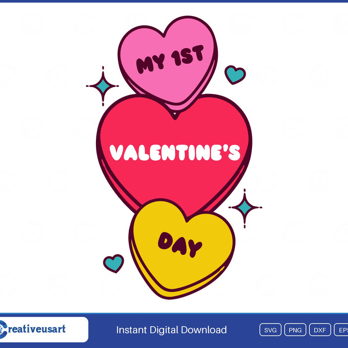 My First Valentines Day candy hearts SVG design