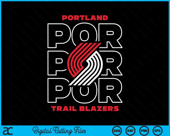 NBA Portland Trail Blazers Stacked City Logo SVG PNG Digital Printable Files