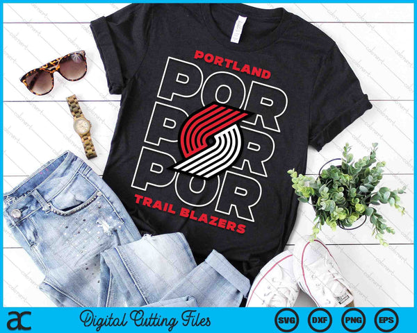 NBA Portland Trail Blazers Stacked City Logo SVG PNG Digital Printable Files