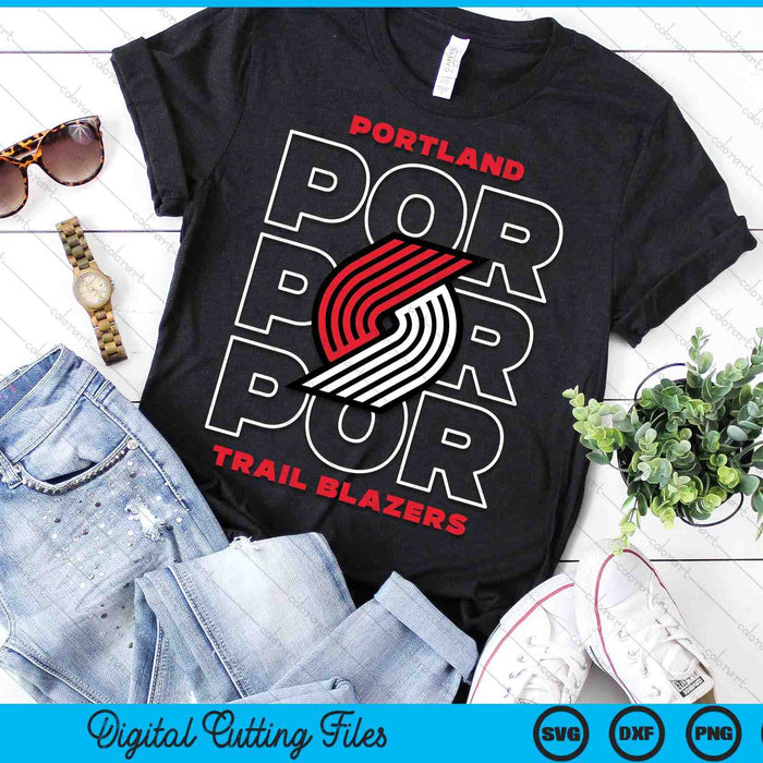 NBA Portland Trail Blazers Stacked City Logo SVG PNG Digital Printable Files