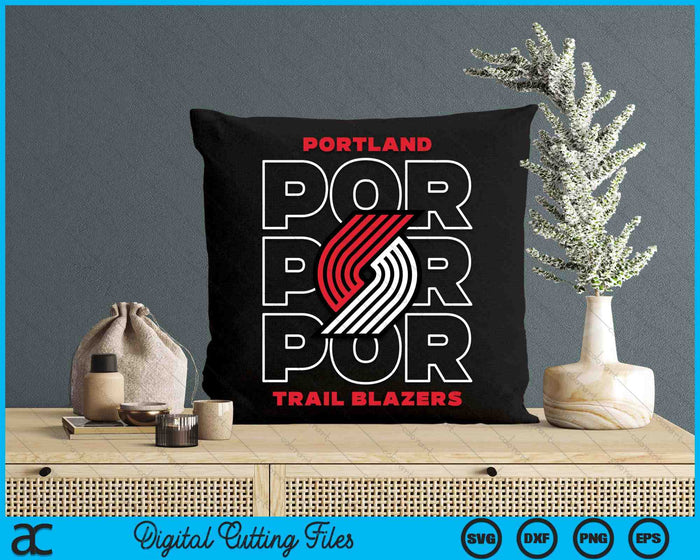 NBA Portland Trail Blazers Stacked City Logo SVG PNG Digital Printable Files