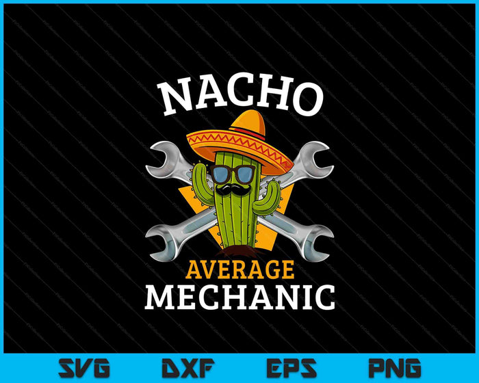 Nacho Average Mechanic Cinco De Mayo Funny Mexican Repairman SVG PNG Digital Printable Files