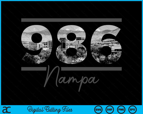 Nampa 986 Area Code Skyline Idaho Vintage SVG PNG Digital Cutting Files