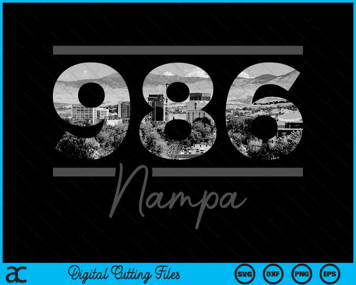 Nampa 986 Netnummer Skyline Idaho Vintage SVG PNG digitale snijbestanden 