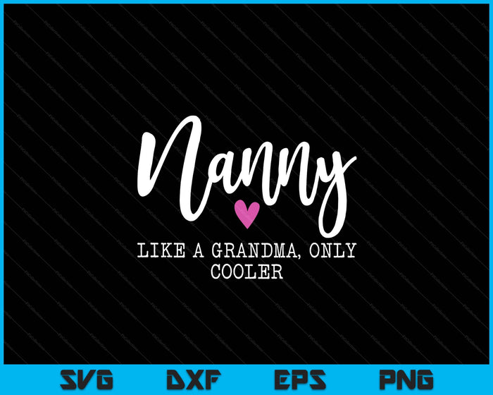 Nanny Like A Grandma Only Cooler Heart Mother's Day SVG PNG Digital Printable Files