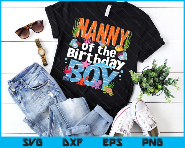 Nanny Under Sea Birthday Party Boys Ocean Sea Animals Themed SVG PNG Digital Printable Files