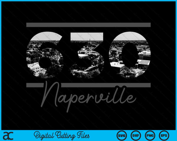 Naperville 630 Area Code Skyline Illinois Vintage SVG PNG Digital Cutting Files