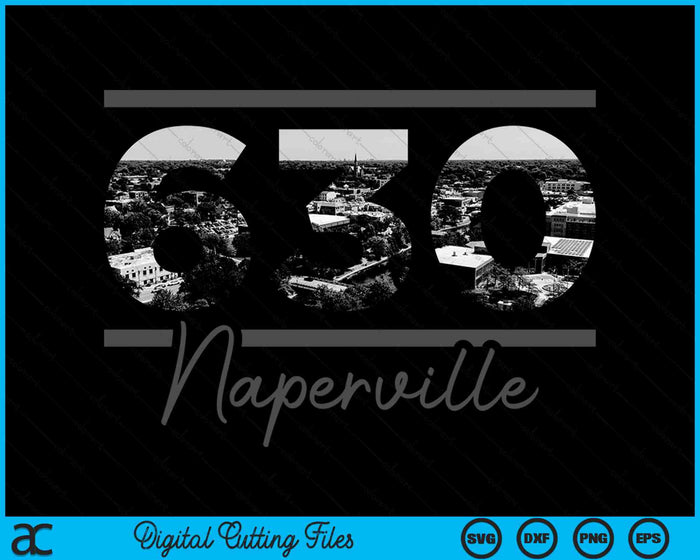 Naperville 630 Netnummer Skyline Illinois Vintage SVG PNG digitale snijbestanden 