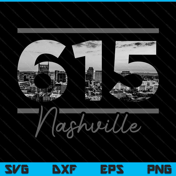 Nashville 615 Código de área Skyline Tennessee Vintage SVG PNG Cortar archivos imprimibles