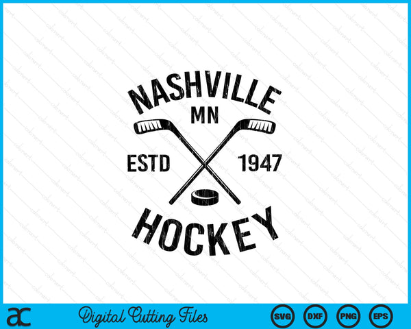 Nashville Minnesota Ice Hockey Sticks Vintage Gift SVG PNG Digital Cutting Files