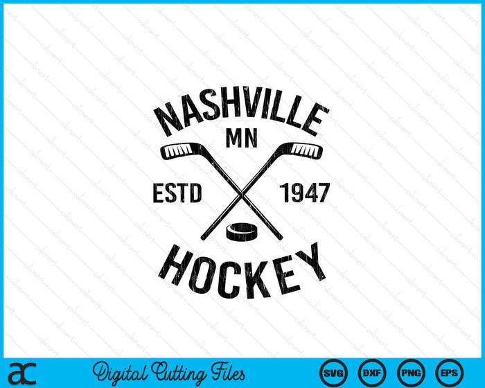 Nashville Minnesota Ice Hockey Sticks Vintage Gift SVG PNG Digital Cutting Files