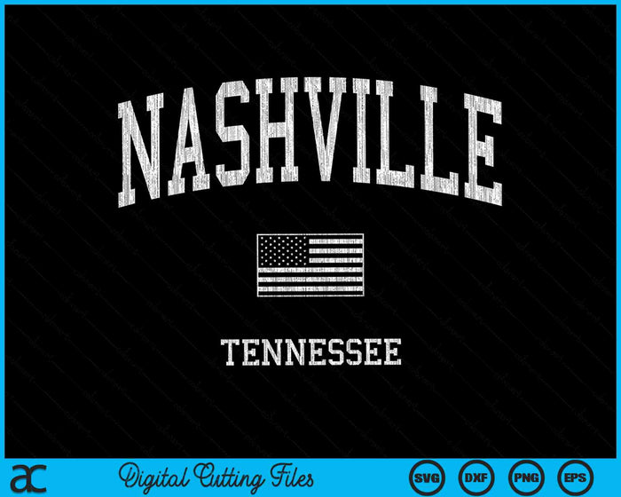 Nashville Tennessee TN Vintage Amerikaanse vlag SVG PNG digitale snijbestanden