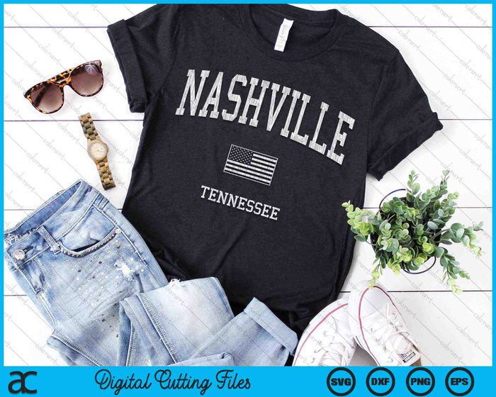 Nashville Tennessee TN Vintage bandera americana SVG PNG archivos de corte digital