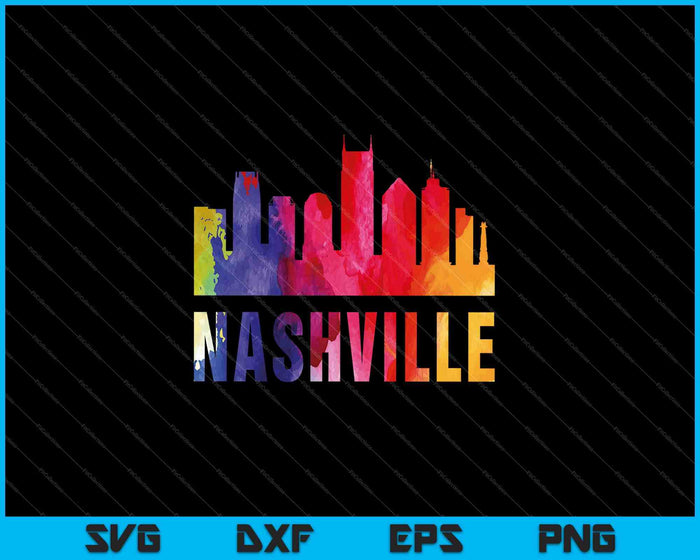 Nashville aquarel skyline thuisstaat souvenir SVG PNG snijden afdrukbare bestanden