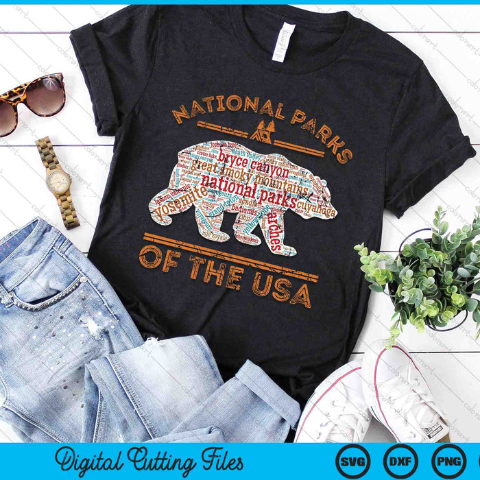 National Parks Bear Hiking Travel Camping Outdoors Retro USA SVG PNG Digital Cutting Files