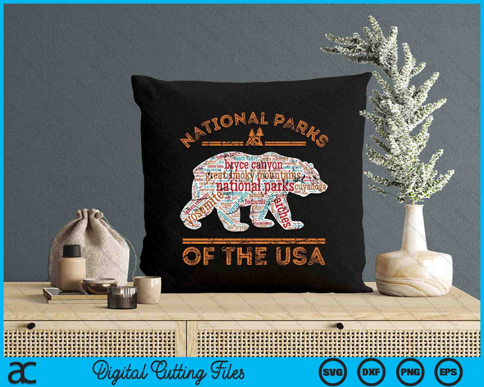 National Parks Bear Hiking Travel Camping Outdoors Retro USA SVG PNG Digital Cutting Files