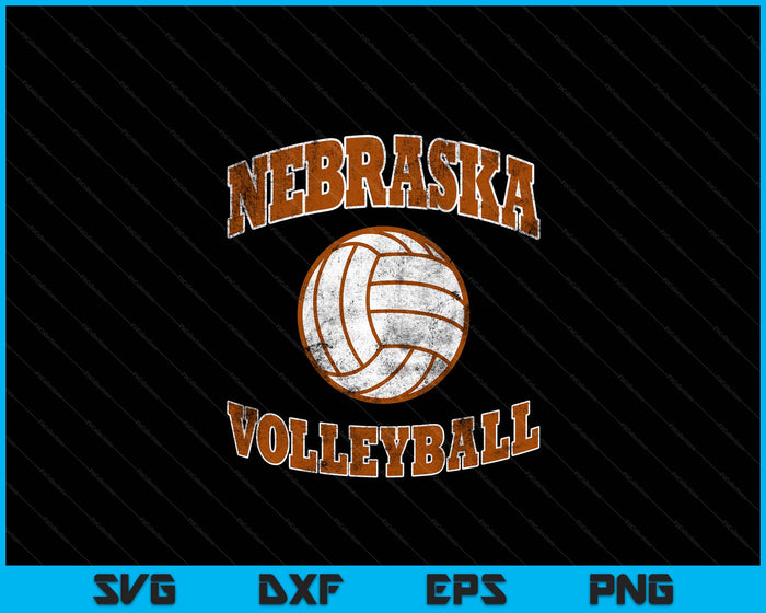 Nebraska Volleyball Vintage Distressed SVG PNG Digital Cutting Files