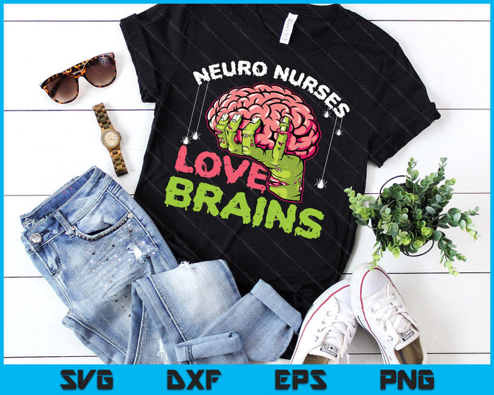 Neuro Nurses Love Brains Skeleton Halloween Nurse SVG PNG Digital Printable Files