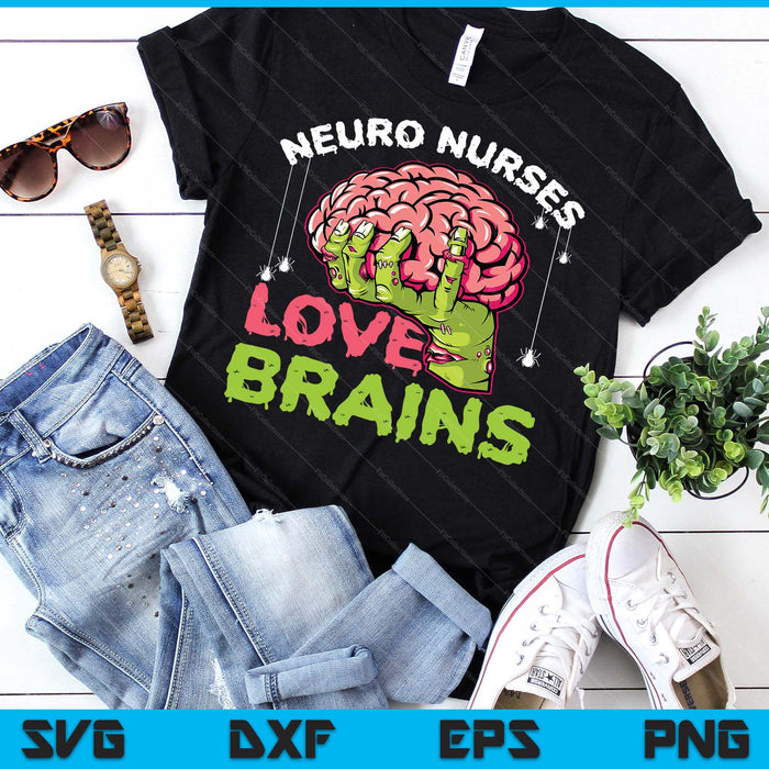 Neuro Nurses Love Brains Skeleton Halloween Nurse SVG PNG Digital Printable Files