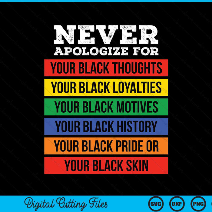Never apologize for your blackness Black History Month SVG cut file