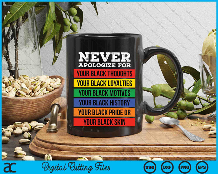 Never Apologize For Your Blackness Black History Month SVG PNG Digital Cutting Files