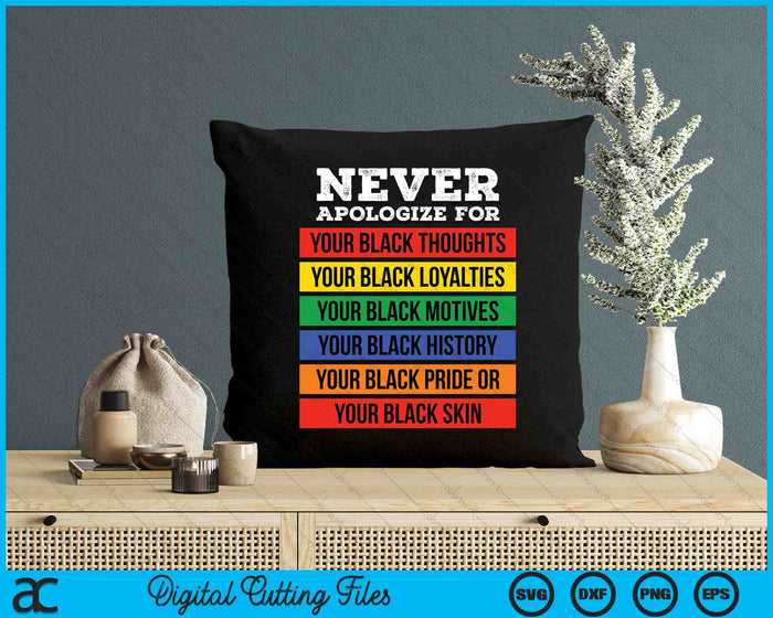 Never Apologize For Your Blackness Black History Month SVG PNG Digital Cutting Files