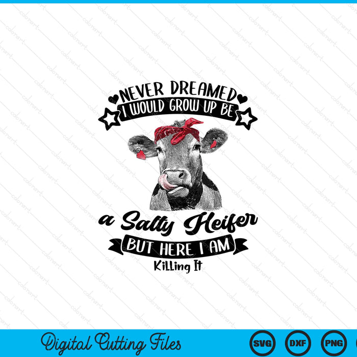 Never dreamed i’d grow up be salty heifer country farm life SVG PNG cut file for Cricut