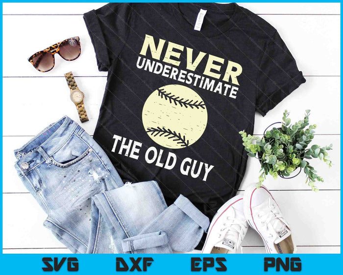 Never Underestimate The Old Guy Baseball Coach SVG PNG Digital Cutting Files