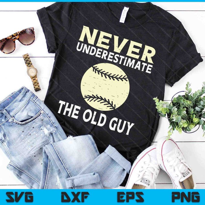 Never Underestimate The Old Guy Baseball Coach SVG PNG Digital Cutting Files