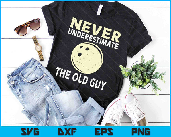 Never Underestimate The Old Guy Bowling Ball Coach SVG PNG Digital Cutting Files